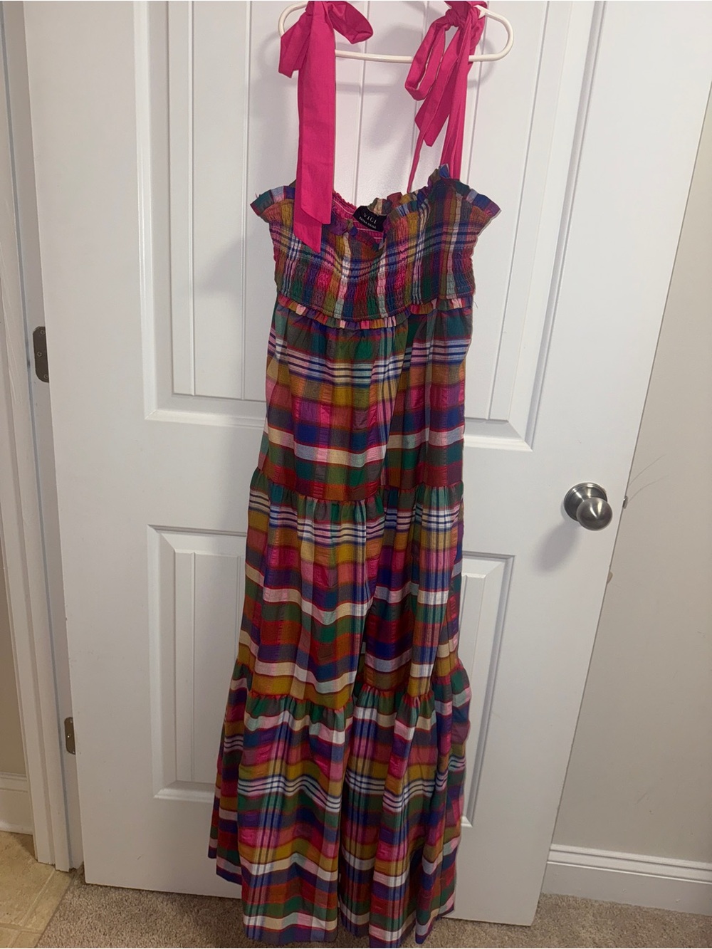 New VICI Izie Plaid Tiered Maxi Dress - Multi / XS